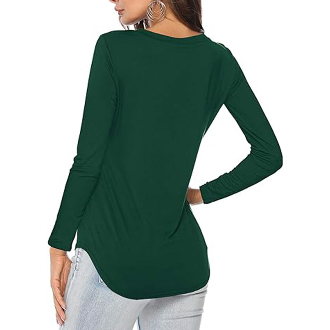 Women’s Summer V-Neck Tees Solid Short & Long Sleeve