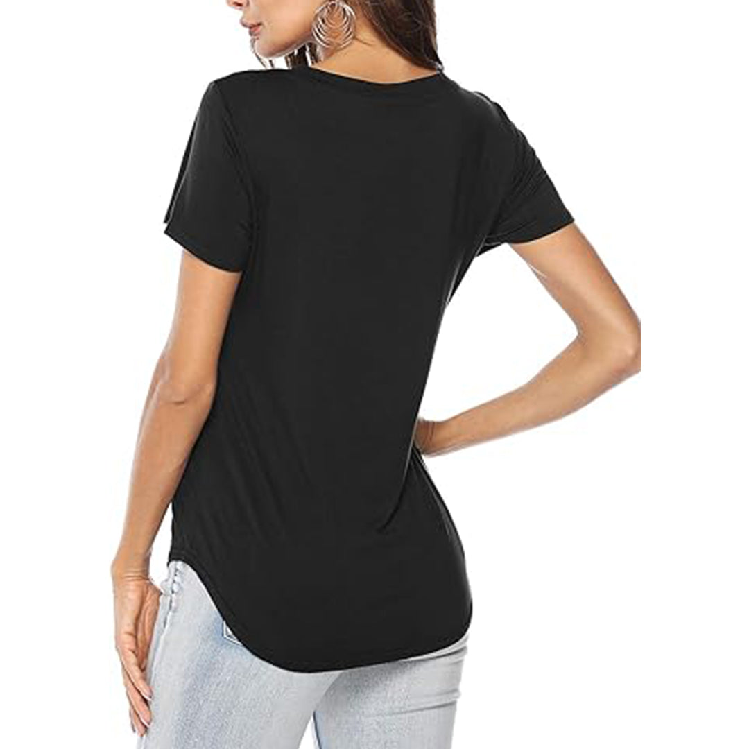 Women’s White V-Neck Short Sleeve Casual T-Shirt