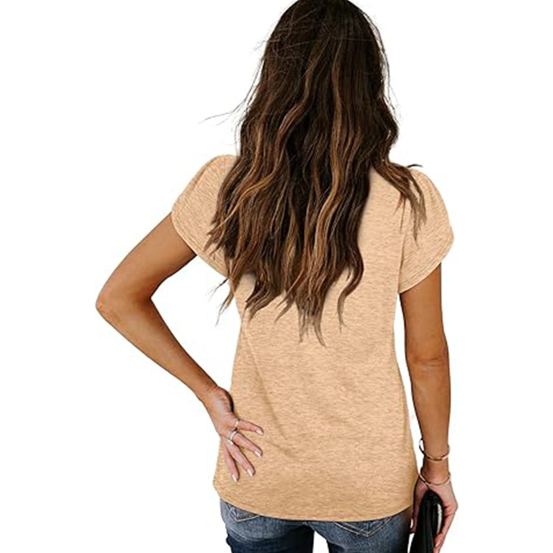 Women’s White V-Neck Short Sleeve Casual T-Shirt