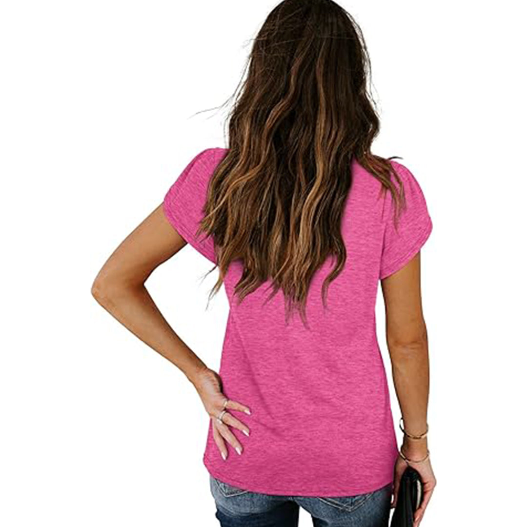 Women’s White V-Neck Short Sleeve Casual T-Shirt