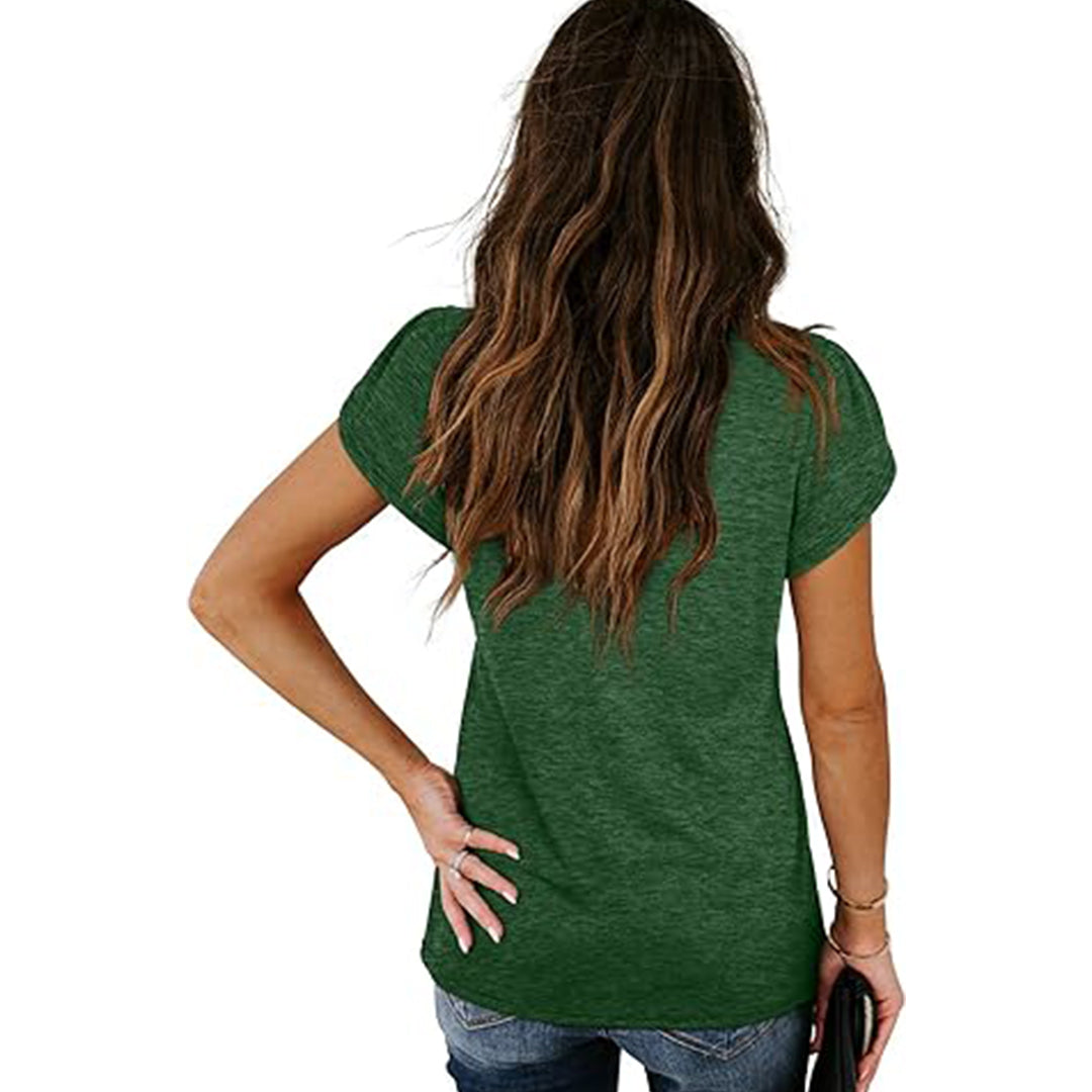 Women’s White V-Neck Short Sleeve Casual T-Shirt