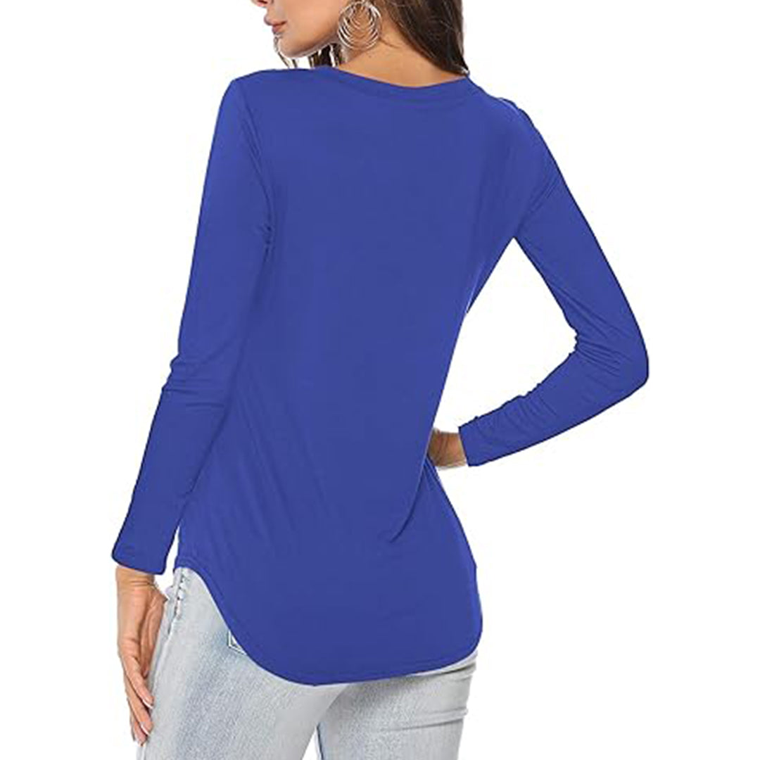 Women’s Summer V-Neck Tees Solid Short & Long Sleeve
