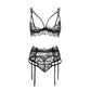 Lace Garter Four-Piece Sexy Lingerie Set with G-String
