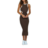 Linsery Women's Sleeveless Cut Out Bodycon Midi Dress