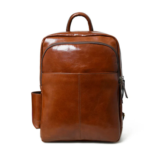 Tan Luxury Italian Leather Backpack-Leather backpacks-BUY HER STYLE