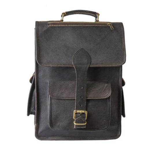 Texas Black Leather Backpack-Leather backpacks-BUY HER STYLE