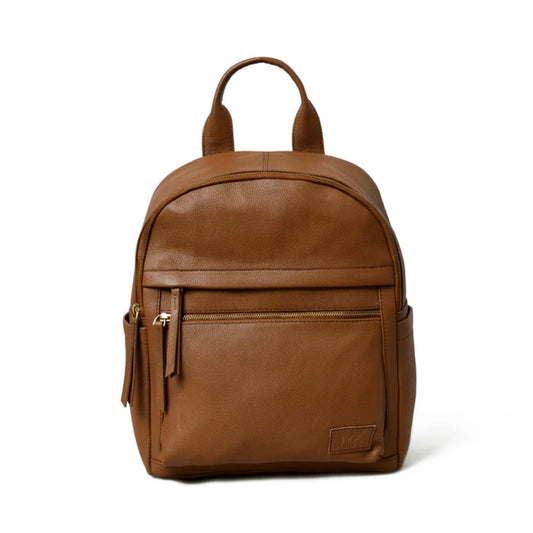 Tan Multi Pocket Women's Leather Backpack-Leather backpacks-BUY HER STYLE