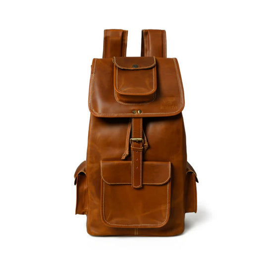 Earthtone Trekking Buffalo Leather Backpack-Leather backpacks-BUY HER STYLE
