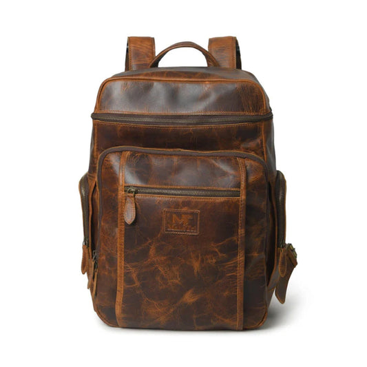 Alpha Caramel Buffalo Travel Leather Backpack-Leather backpacks-BUY HER STYLE