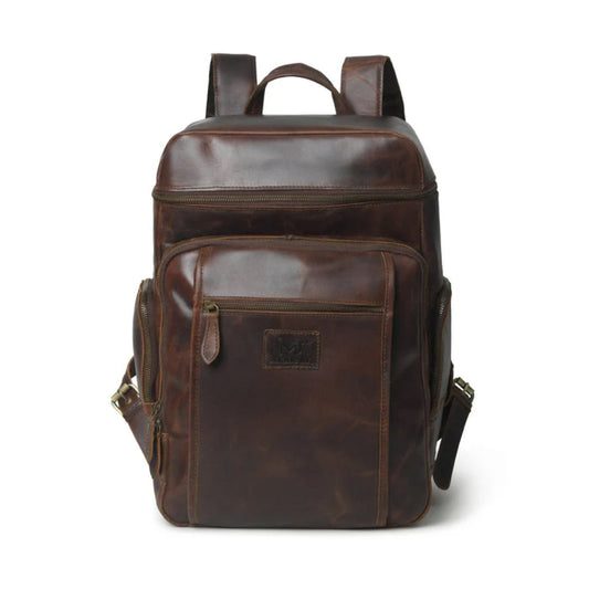 Alpha Brown Buffalo Travel Leather Backpack-Leather backpacks-BUY HER STYLE